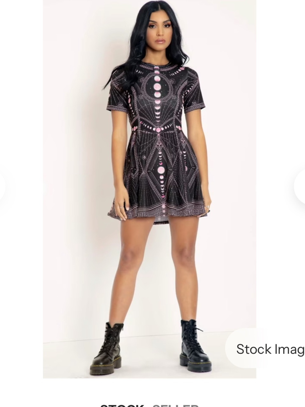 ISO Pink Moon Phases Evil Tee Dress Size M